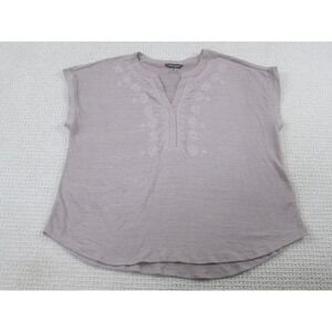 Cable & Gauge‎ Womens Short Sleeve Top XL Lavender V-Neck Tunic Embellished
